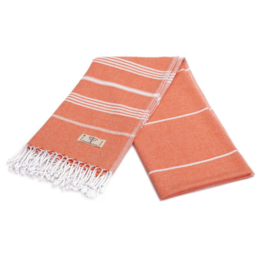 Smyrna 100% Cotton Absorbent Peshtemal Beach Bath Towel 94*180 Cm Classic Pattern Orange