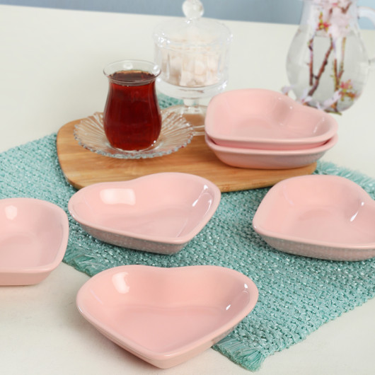 Light Pink Heart Snack Bowl 14 Cm 6 Pieces - 551