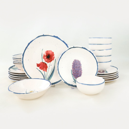 Anatolian Flowers Dinner Set 24 Pieces For 6 People