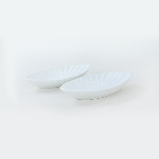 White Mussel Boat Plate 20 Cm 2 Pieces