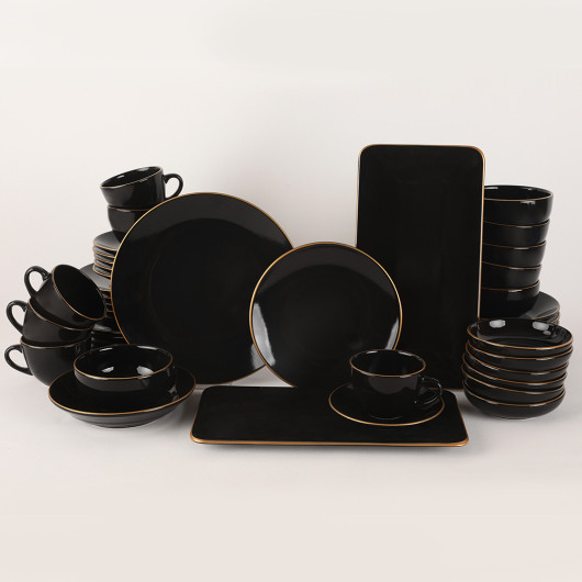 Aegean Black Gold Dining/Breakfast Set 44 Pieces For 6 Persons