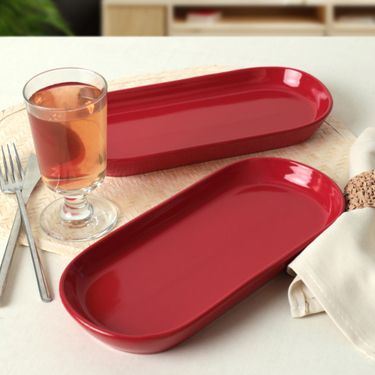 Red Noyan Boat Plate 2 Pieces 26 Cm
