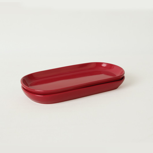 Red Noyan Boat Plate 2 Pieces 28 Cm