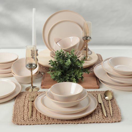 Cream Gold Mesh Dinner Set 24 Pieces For 6 Persons