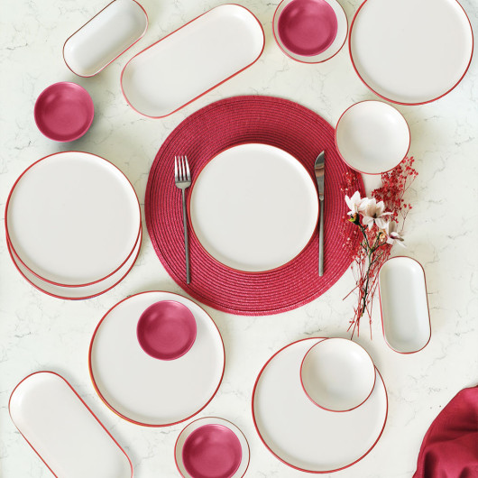 Line Pink Breakfast Set 18 Pieces For 6 People