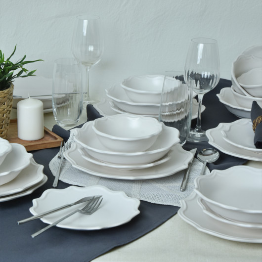 Matte White Romeo Dinner Set 24 Pieces For 6 People