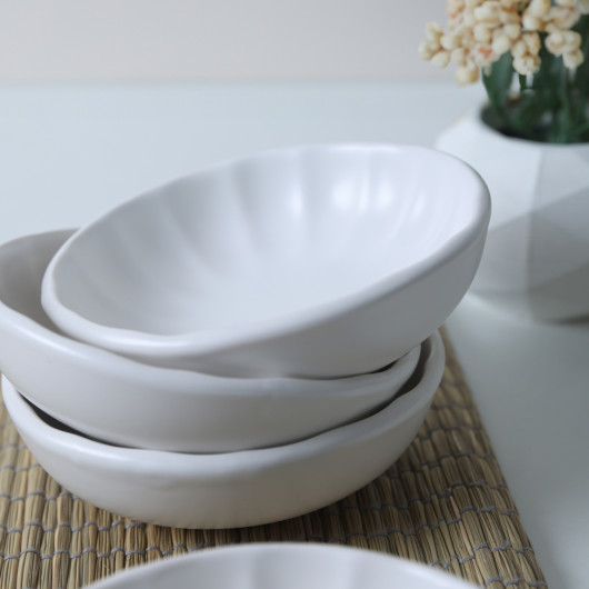 Matte White Sirius Snack Sauce Bowl 12 Cm 6 Pieces