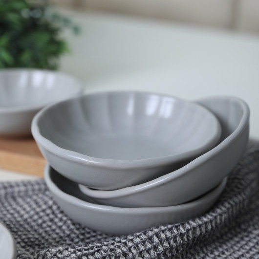 Matte Gray Sirius Snack Sauce Bowl 12 Cm 6 Pieces