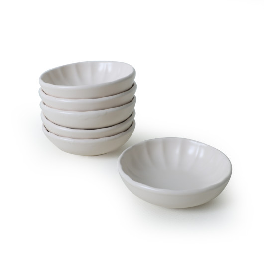 Matte Cream Sirius Snack Sauce Bowl 12 Cm 6 Pieces