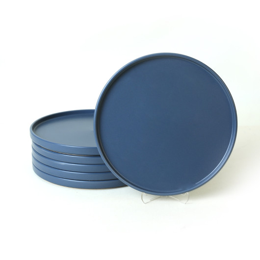 Matte Blue Stackable Serving Plate 27 Cm 6 Pieces