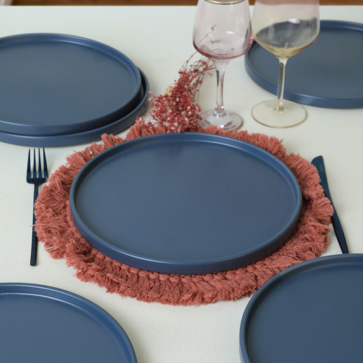 Matte Blue Stackable Serving Plate 27 Cm 6 Pieces