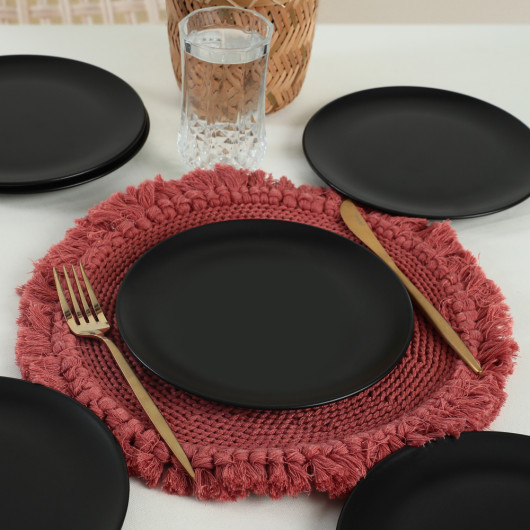 Matte Black Delta Cake Plate 21 Cm 6 Pieces