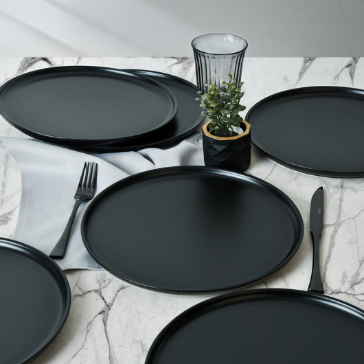 Keramika Black Serving Plates Set Of 6