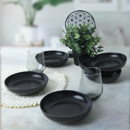 Matte Black Nordic Dinner Plate 18 Cm 6 Pieces