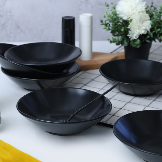 Matte Black Sardes Dinner Plate 21 Cm 6 Pieces