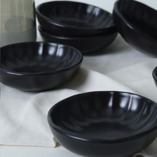 Matte Black Sirius Snack Sauce Bowl 12 Cm 6 Pieces