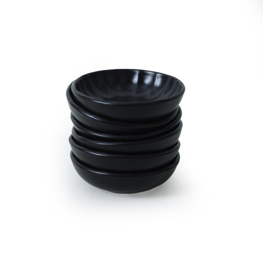 Matte Black Sirius Snack Sauce Bowl 12 Cm 6 Pieces