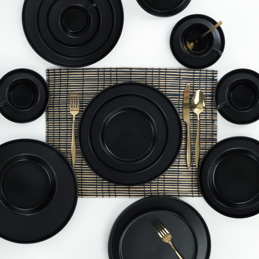 Matte Black Stackable Dinner Breakfast Set 20 Pieces For 4 People