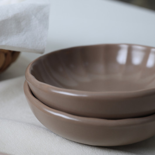 Matte Earth Taupe Sirius Snack Sauce Bowl 12 Cm 6 Pieces