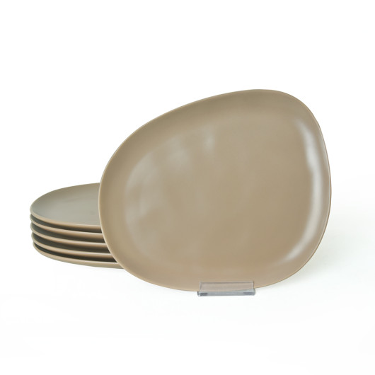 Matte Earth Taupe Tetra Serving Plate 30 Cm 6 Pieces