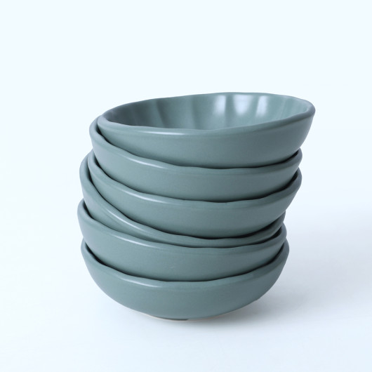 Matte Green Sirius Snack Sauce Bowl 12 Cm 6 Pieces