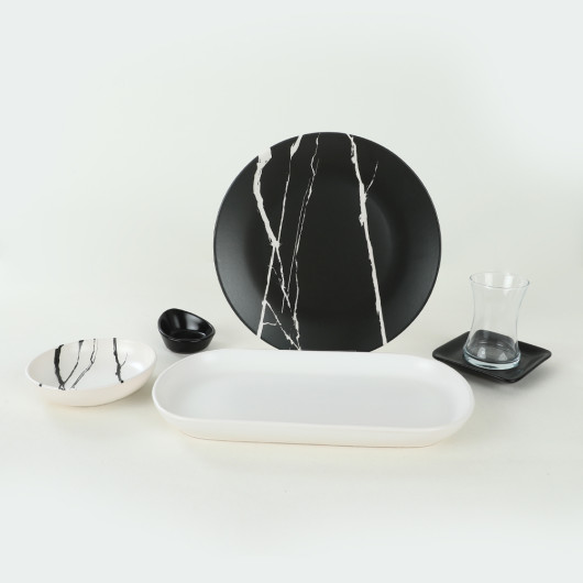 Marble Breakfast Set 33 Pieces For 6 People