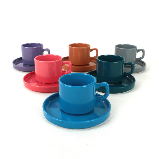 Mixed Stackable Teacup Set 12 Pieces For 6 Persons