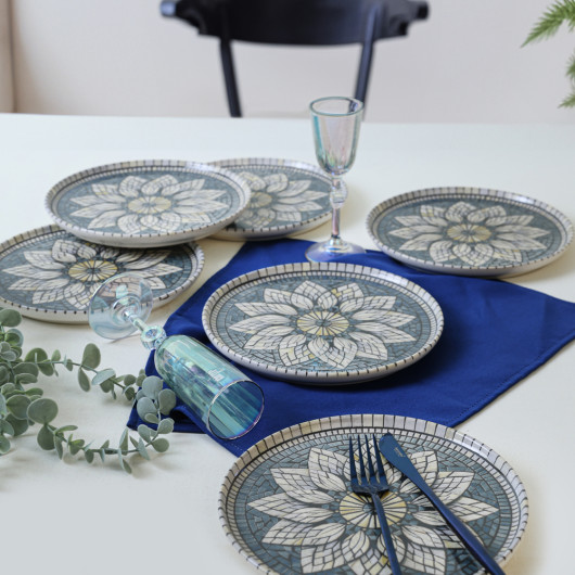 Ceramic Mosaic Cake Plates, 6 Pieces