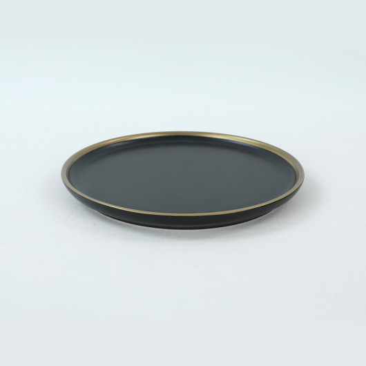 Nordic Gold Matte Black Cake Plate 22 Cm 6 Pieces