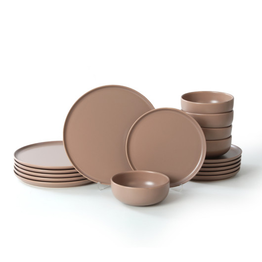 Nordic Mat Soil Taupe Dinnerware 18 Pieces For 6 Persons