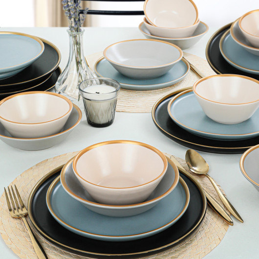 Sapphire Gray Dinner Set For 6 People, 24 Pieces