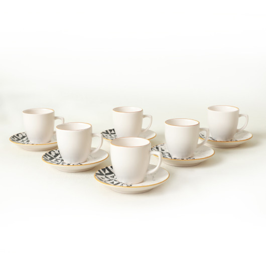 Trigon Line Coffee Cup Set 12 Pieces For 6 People