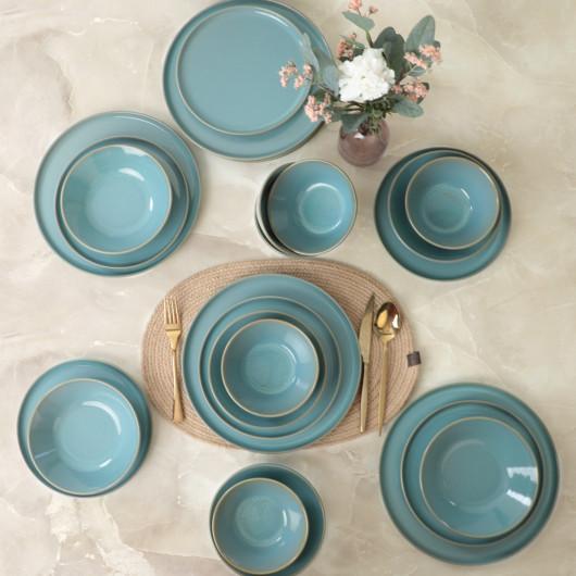Turquoise Granite Dinnerware 24 Pieces For 6 Persons