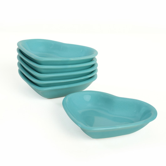 Turquoise Heart Snack Bowl 14 Cm 6 Pieces