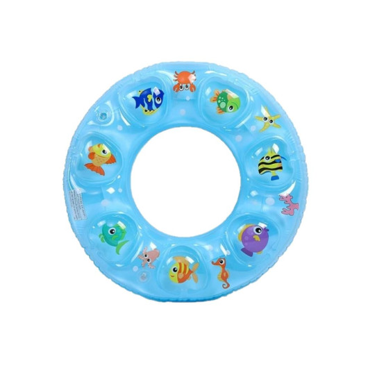 0-3 Years Blue Beaded 50 Cm Inflatable Baby Sea Buoy, Pool Beach Life Buoy, Inflatable Swimming Ring