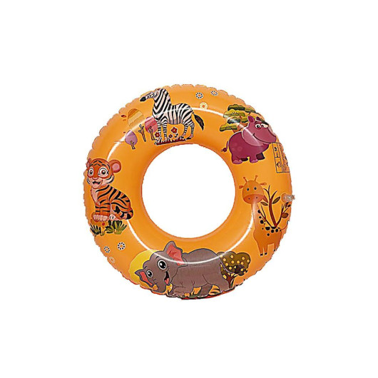 Inflatable Baby Sea Buoy Patterned 50 Cm , Pool Beach Life Buoy, Inflatable Swimming Ring 0-3 Age Orange