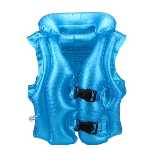 0-4 Years Blue Shiny Inflatable Kids Life Jacket, Pool Sea Kids Life Jacket, Life Buoy That Teaches Swimming