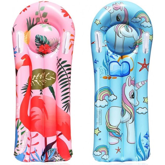 2 Pcs Inflatable Flamingo Unicorn Pool Bed For Kids Learning To Swim, Beach Water Toys And Pool Party