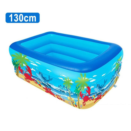 Blue 130 Cm Inflatable Kids Pool, Mini Kids Pool With Soft Bottom, Inflatable Play Pool