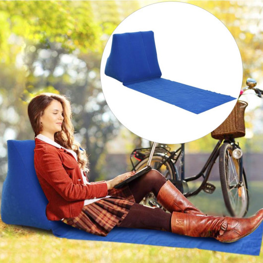 Blue Inflatable Lounge Chair Cushion, Portable Portable Beach Bed, Garden Park Rest Cushion