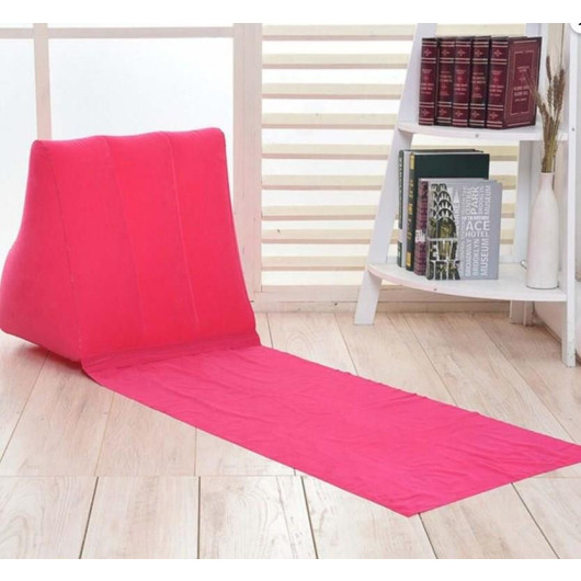 Pink Inflatable Lounge Chair Cushion, Portable Portable Beach Bed, Garden Park Rest Cushion
