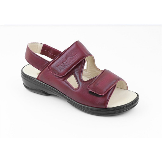 Diabetic Sandals For Women With A Comfortable Medical Sole, Claret Red/Burgundy Color
