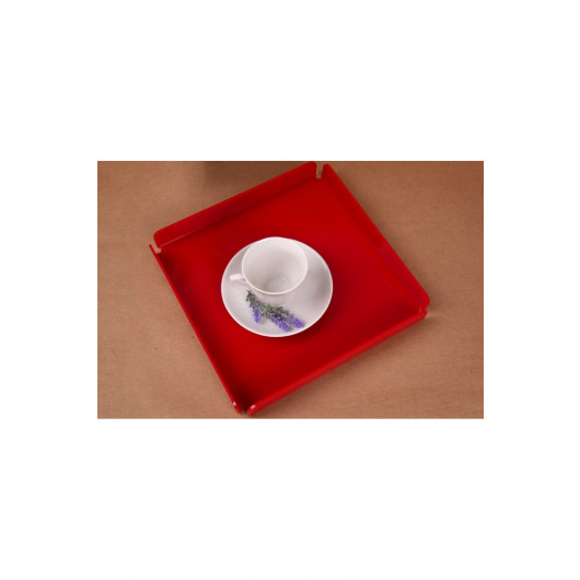 صينية بلكسي حمراء مقاس 20 × 20 سم ، بسماكة 3 مم مناسبة للشاي والقهوة والهدايا