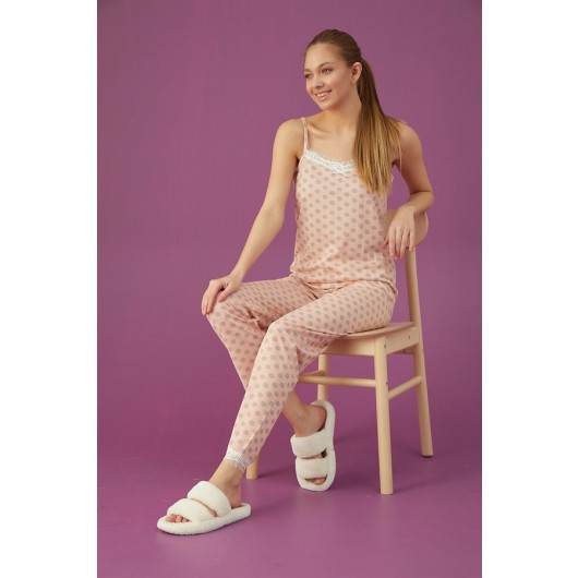 Women's Polka Dot Pattern Rope Strap Pajamas Set