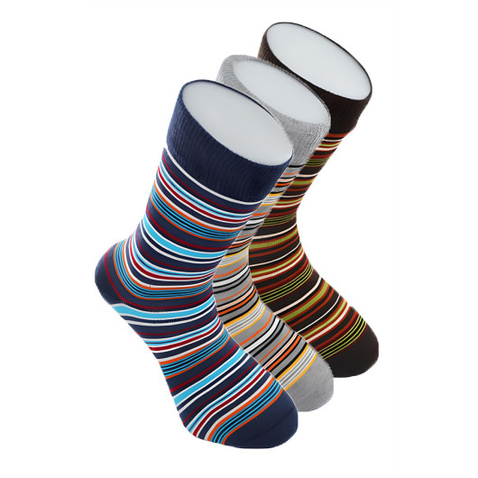 جوارب رجالي قطن رقيقة بدون خياطة ملونة مريحة سلسلة مجموعة من 3 قطع