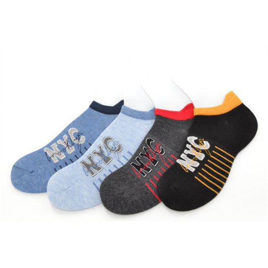 4 Pcs Nyc Hector Patterned Boys Booties Socks