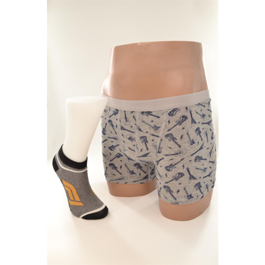 Boys Combed Combed Boxer Cotton Socks Combined Set