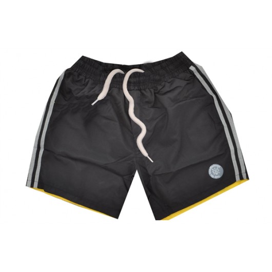 Men's Gray Stripe Striped Side Pocket Lace-Up Shorts