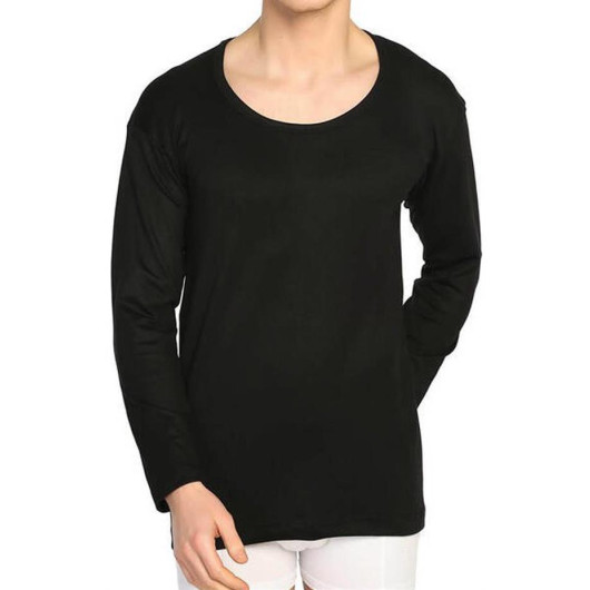 Men's Thermal Crew Neck Cuffed Raised Long Sleeve Top