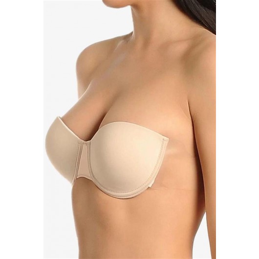 New İnci Women's Support Underwire Thin Sponge Backless Adhesive Low-Cut Bra